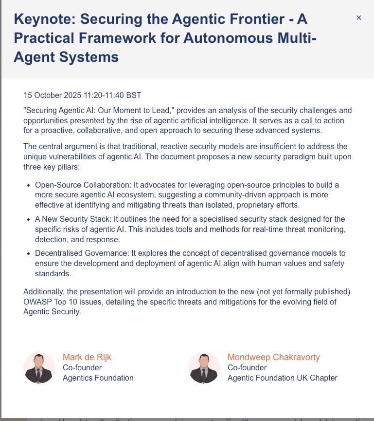 Keynote: Securing the Agentic Frontier — CISO London Summit 2025